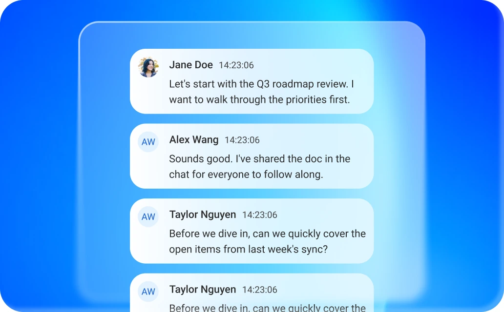 Transcript with automatic speaker identification and a timestamp on every turn